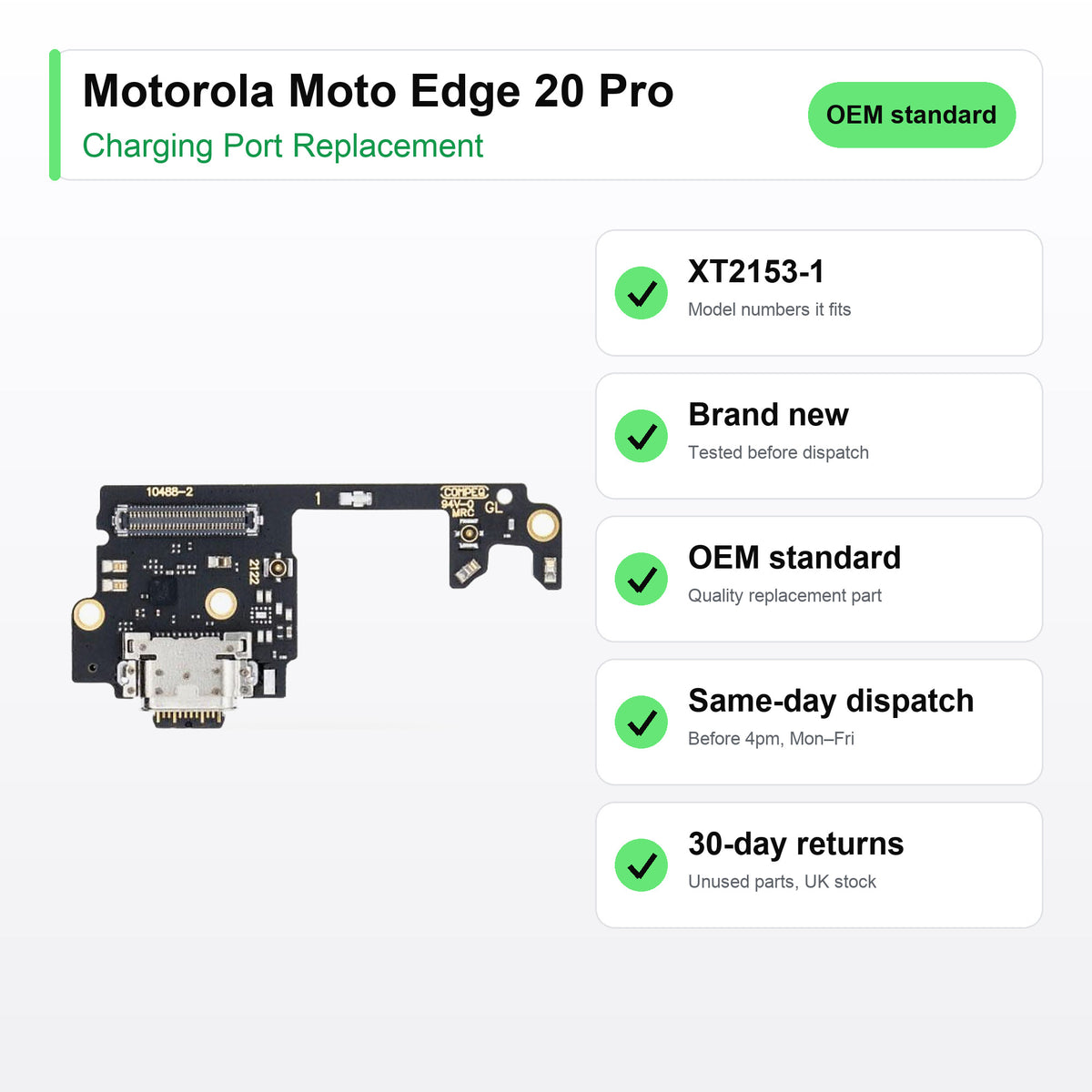Motorola Moto Edge 20 Pro Charging Port Flex Replacement | XT2153-1 key facts