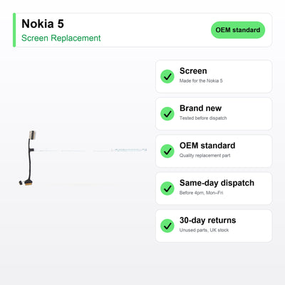 Nokia 5 LCD Screen and Touch Digitiser Assembly Replacement key facts