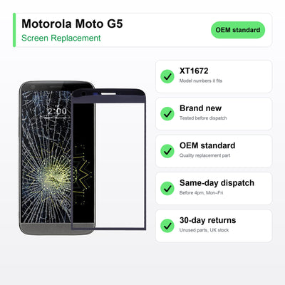 Motorola Moto G5 LCD Screen and Touch Digitiser Assembly Replacement | XT1672 key facts