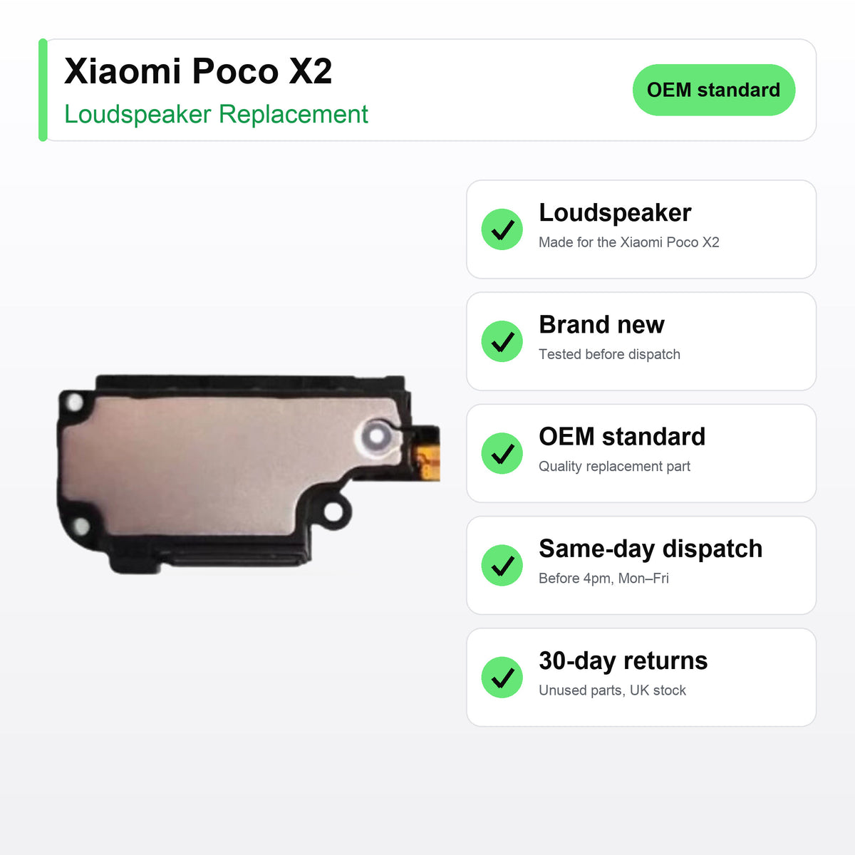 Xiaomi Poco X2 Loudspeaker Ringer Buzzer Replacement key facts