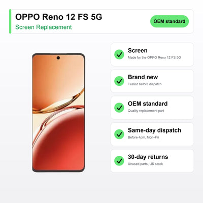 OPPO Reno 12 FS 5G LCD Screen and Touch Digitiser Assembly Replacement key facts