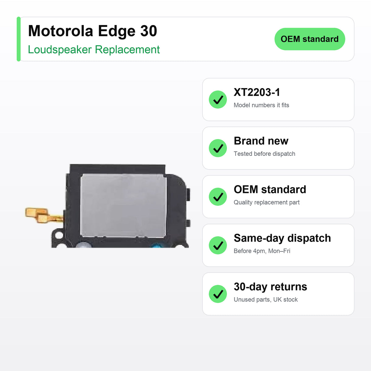 Motorola Edge 30 Loudspeaker Ringer Buzzer Replacement | XT2203-1 key facts