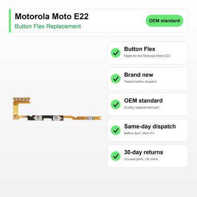 Motorola Moto E22 Power and Volume Button Flex Cable Replacement key facts