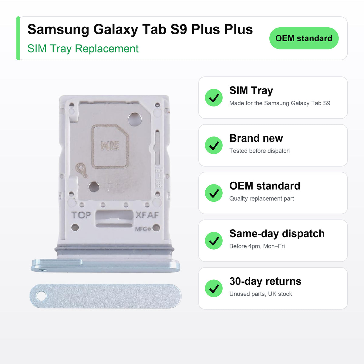 Samsung Galaxy Tab S9 Plus Plus SIM Card Tray Holder Replacement key facts