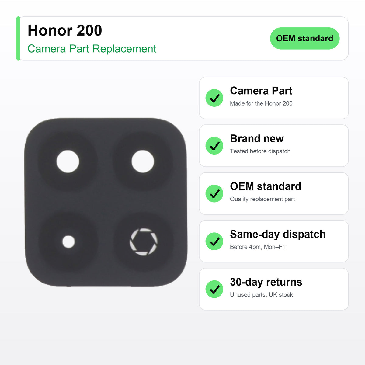 Honor 200 Rear Camera Lens Glass Replacement key facts