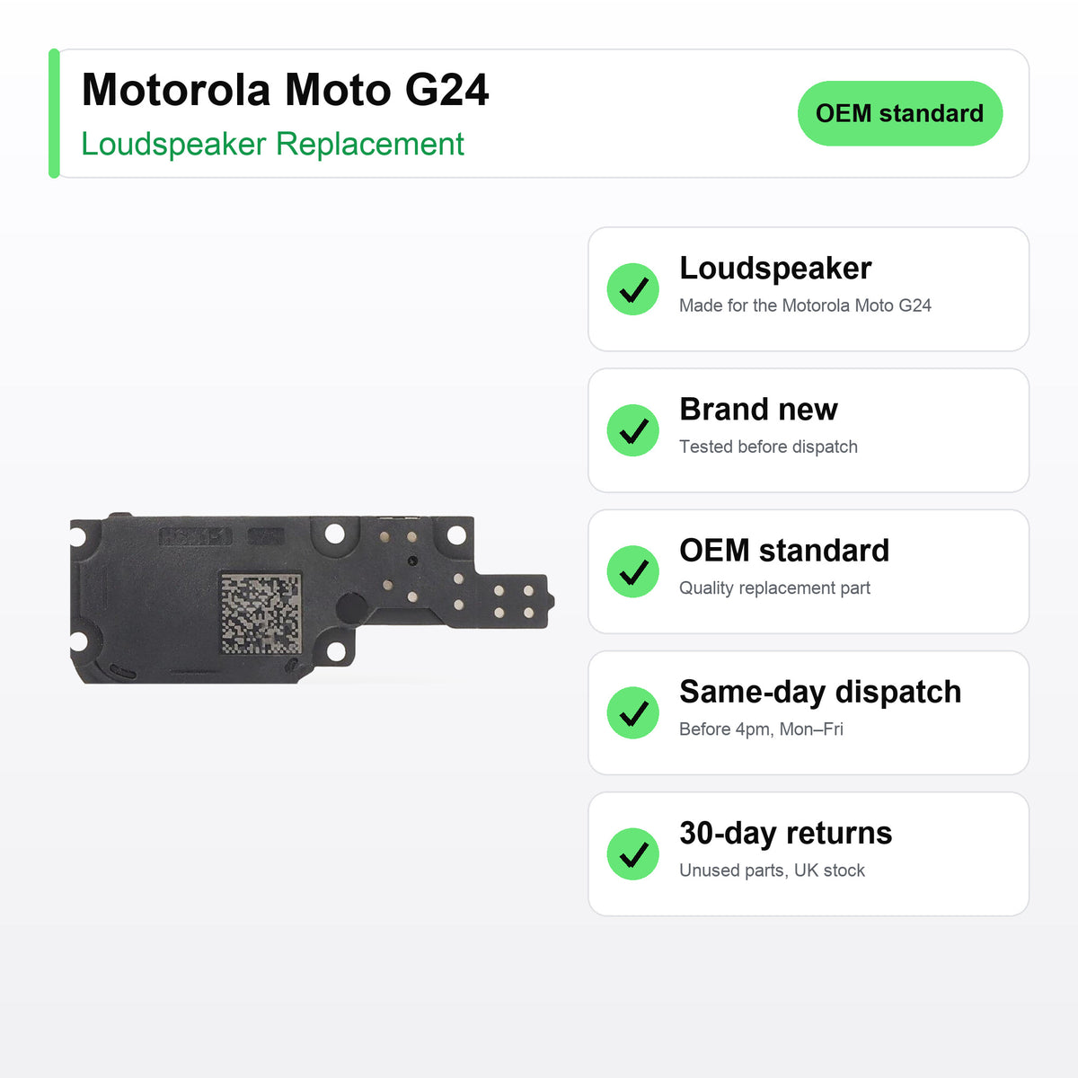 Motorola Moto G24 Loudspeaker Ringer Buzzer Replacement key facts