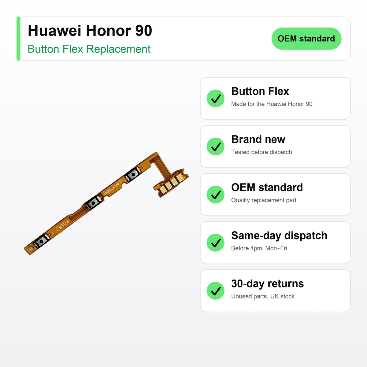 Huawei Honor 90 Power and Volume Button Flex Cable Replacement key facts