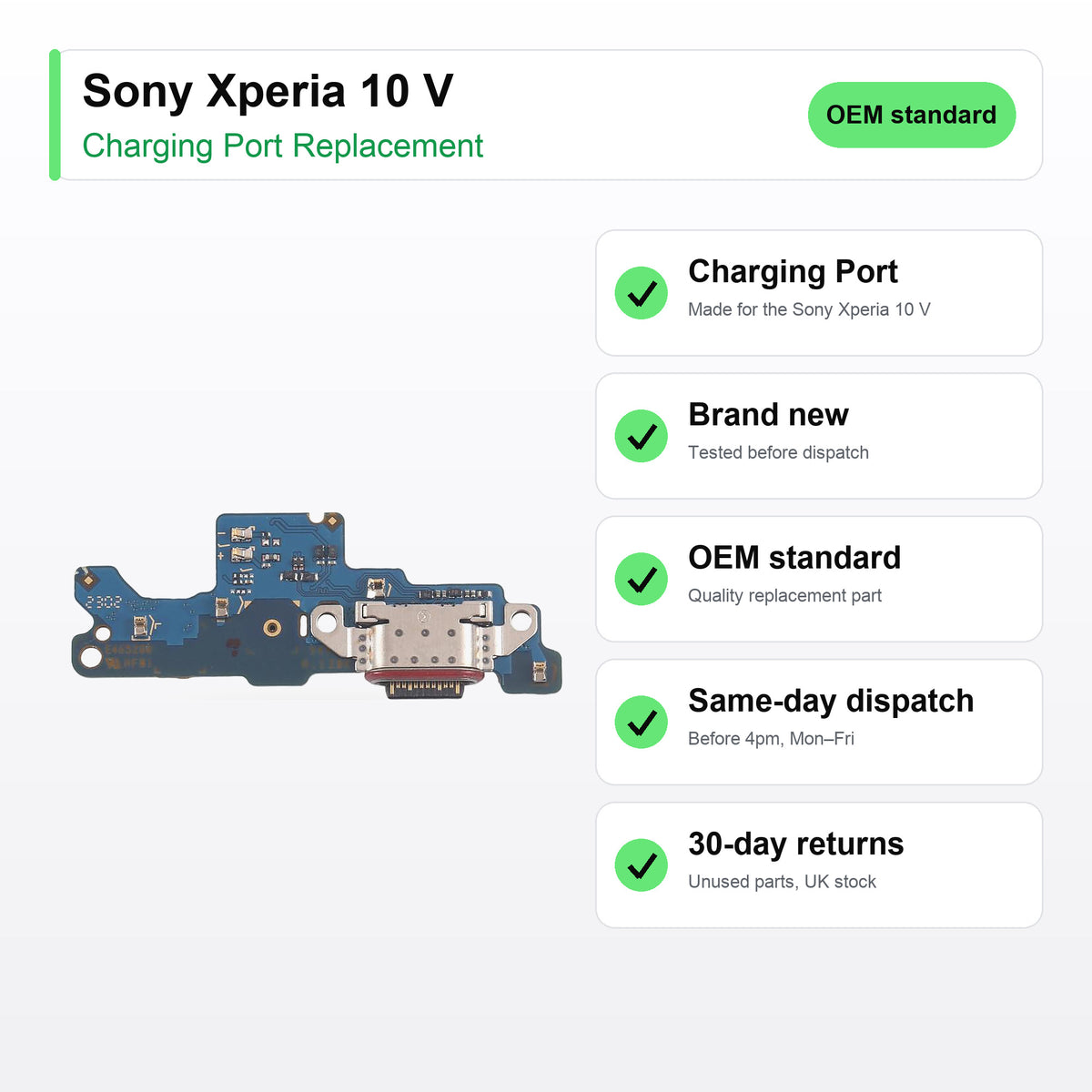 Sony Xperia 10 V Charging Port Flex Replacement key facts