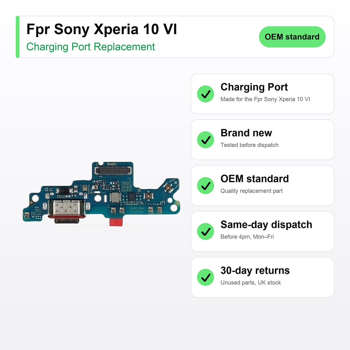 Fpr Sony Xperia 10 VI Charging Port Flex Replacement key facts