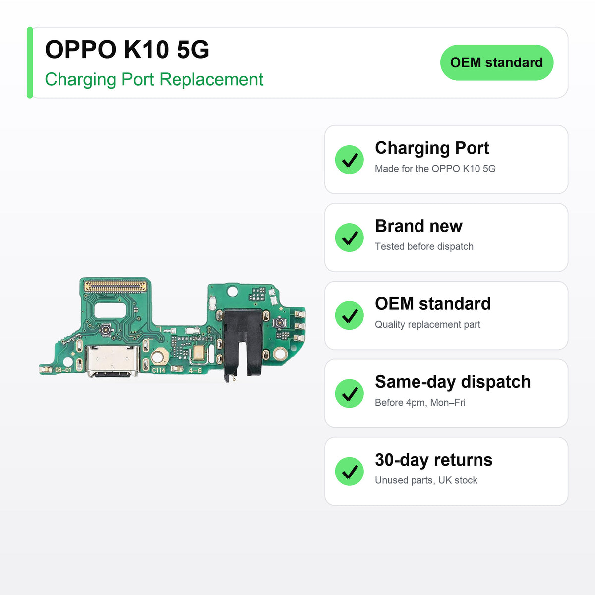 OPPO K10 5G Charging Port Flex Replacement key facts