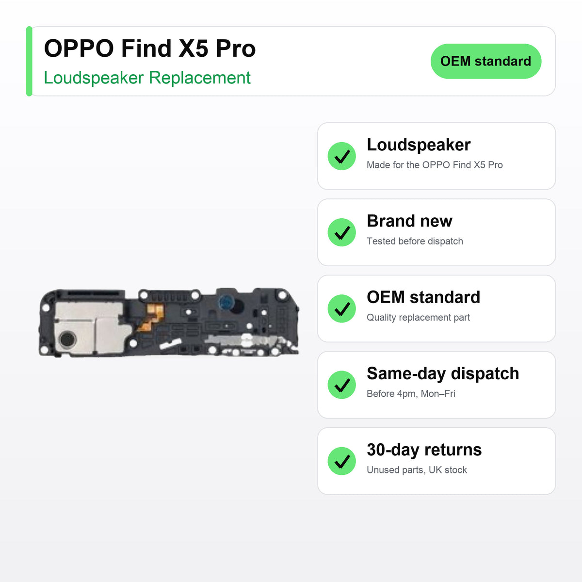 OPPO Find X5 Pro Loudspeaker Ringer Buzzer Replacement key facts