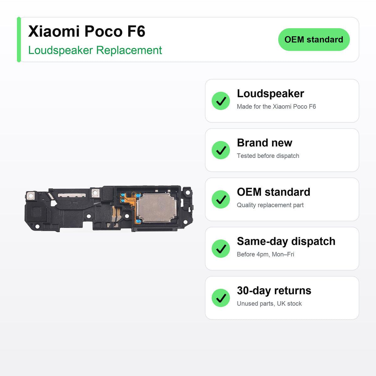 Xiaomi Poco F6 Loudspeaker Ringer Buzzer Replacement key facts
