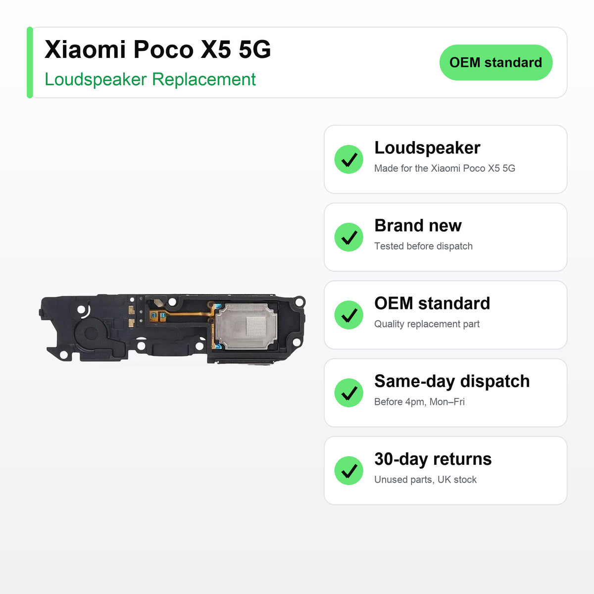 Xiaomi Poco X5 5G Loudspeaker Ringer Buzzer Replacement key facts