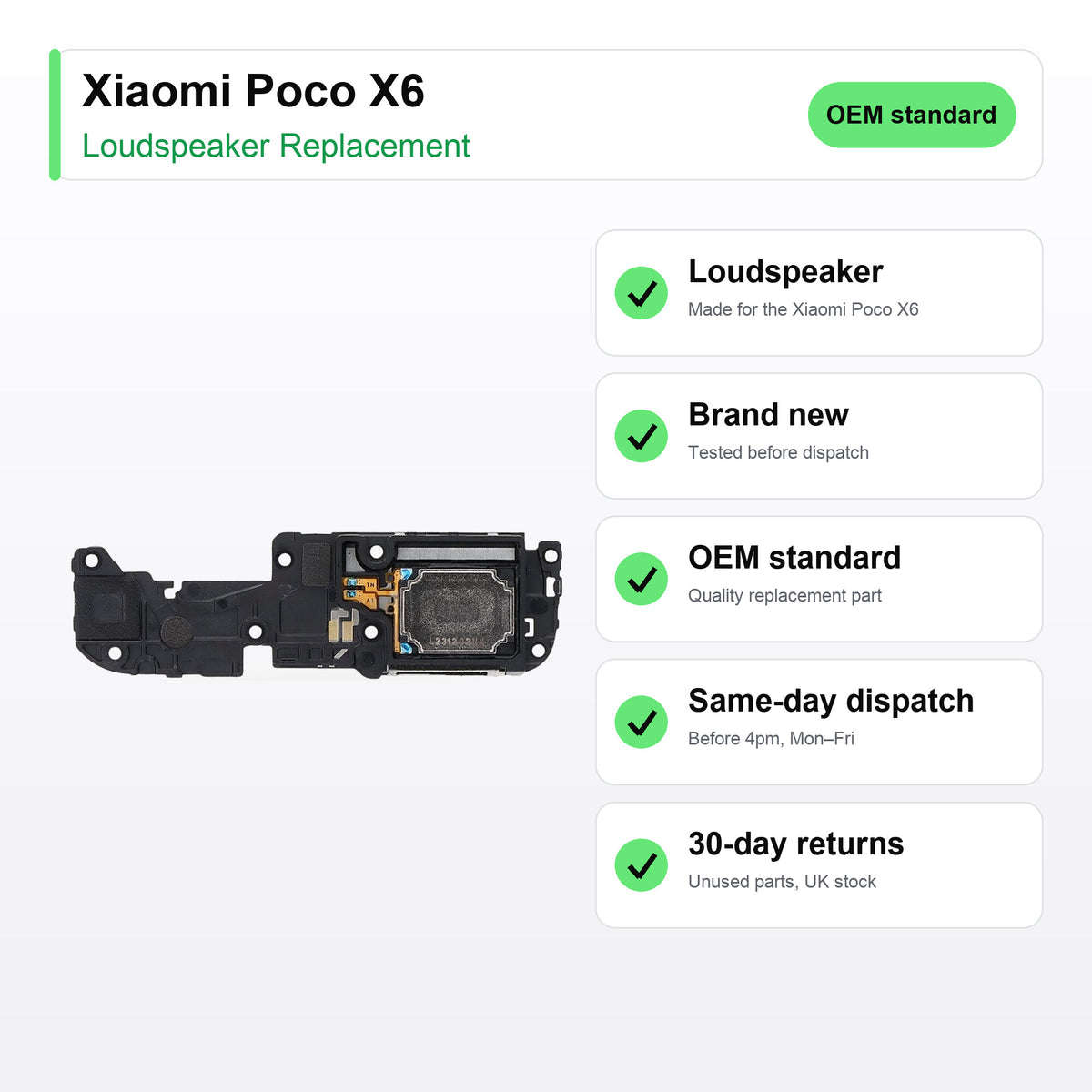 Xiaomi Poco X6 Loudspeaker Ringer Buzzer Replacement key facts