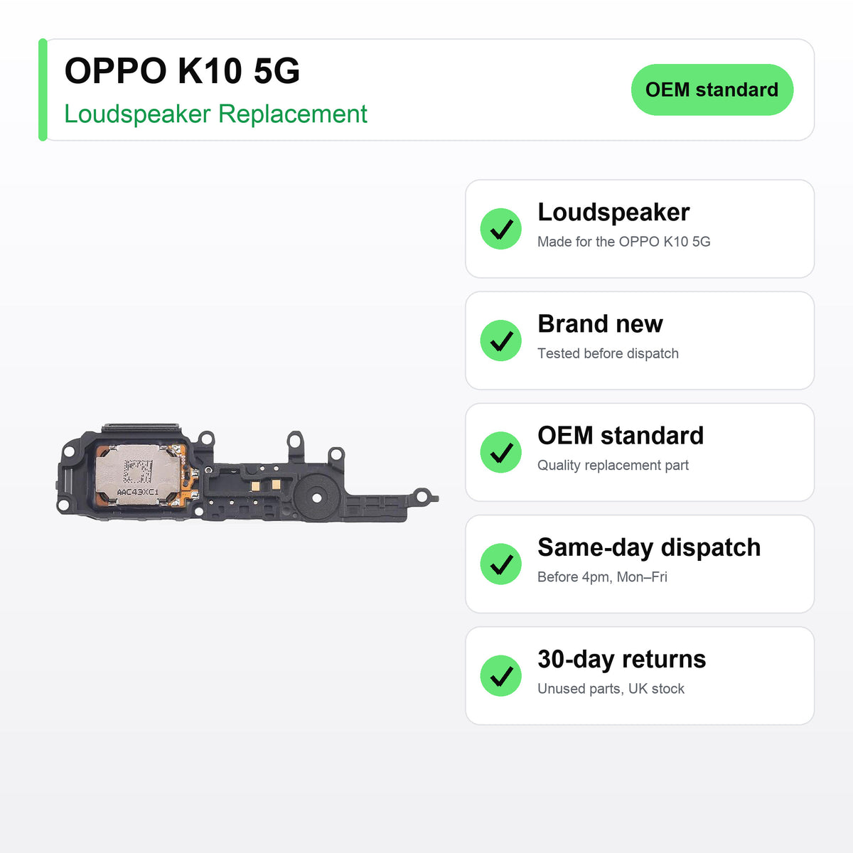 OPPO K10 5G Loudspeaker Ringer Buzzer Replacement key facts