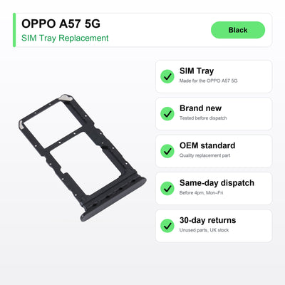 OPPO A57 5G SIM Card Tray Holder Replacement (BLACK) key facts