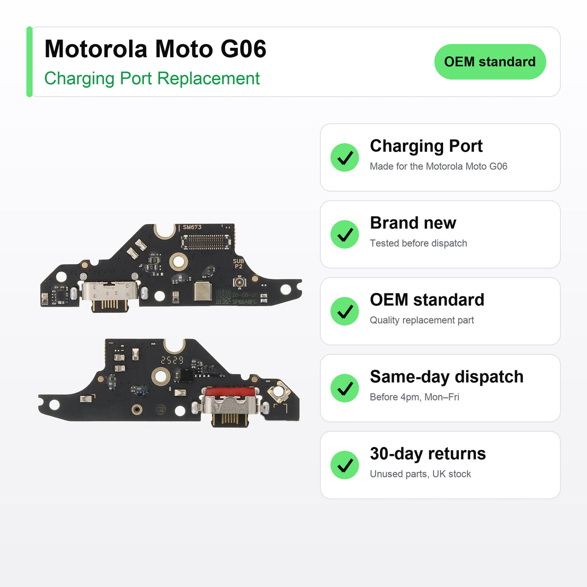 Motorola Moto G06 Charging Port Flex Replacement key facts