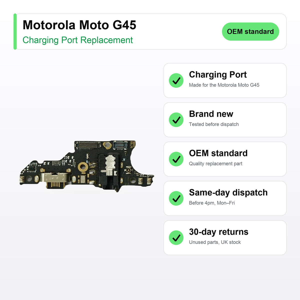 Motorola Moto G45 Charging Port Flex Replacement key facts