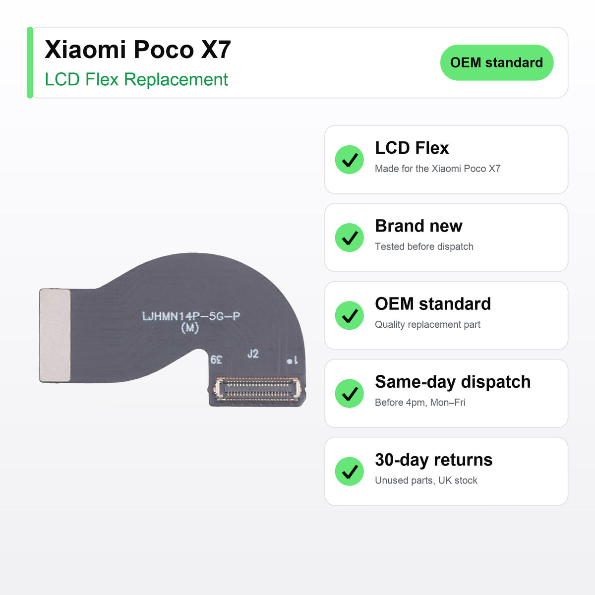 Xiaomi Poco X7 LCD Flex Cable Replacement key facts