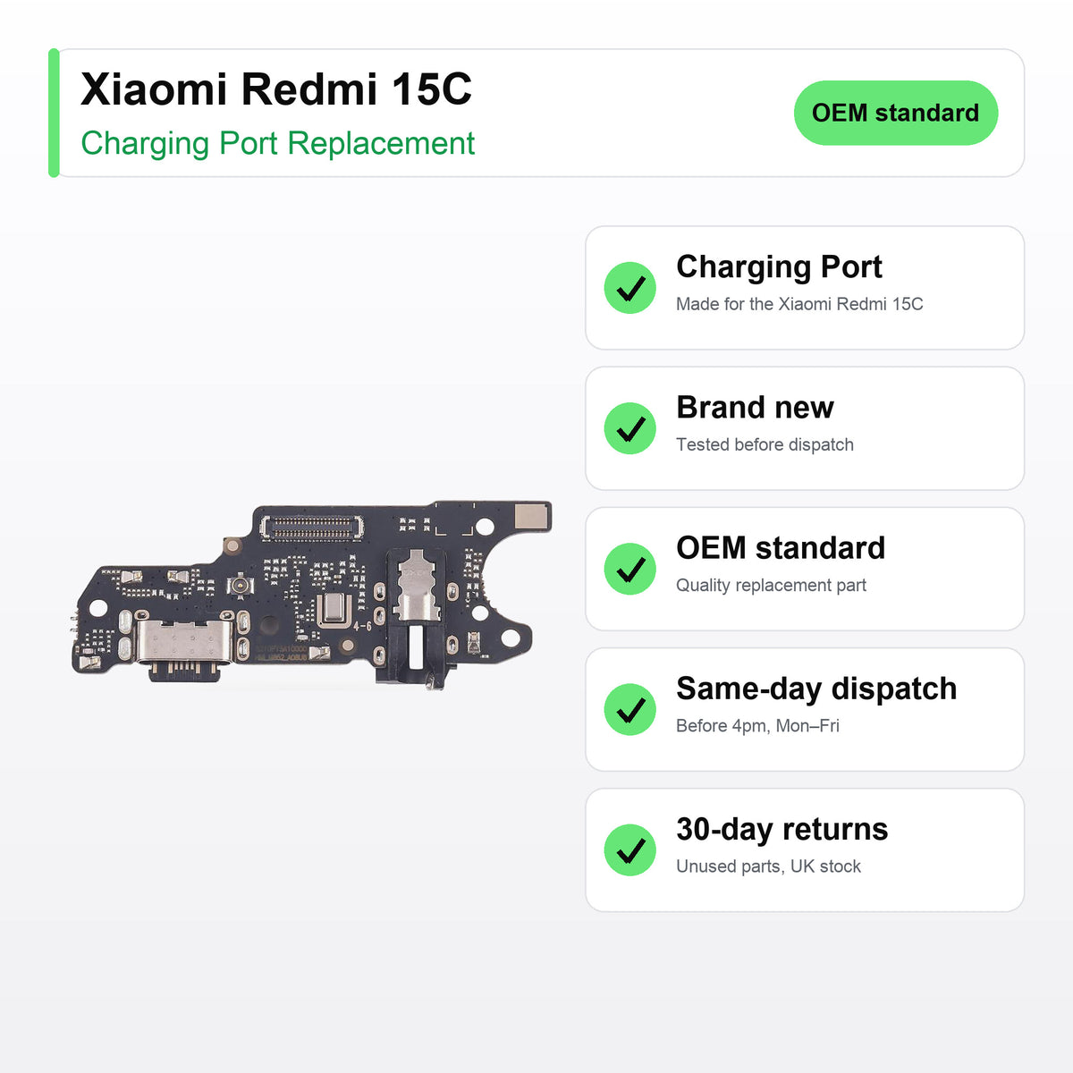 Xiaomi Redmi 15C Charging Port Flex Replacement key facts