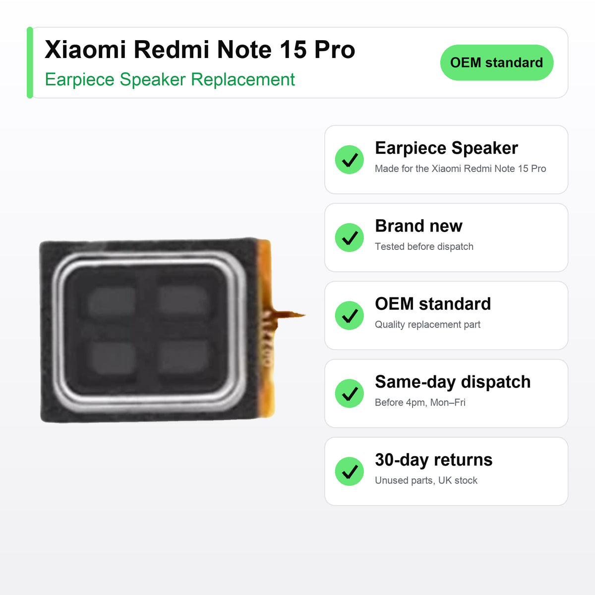 Xiaomi Redmi Note 15 Pro Earpiece Speaker Replacement key facts