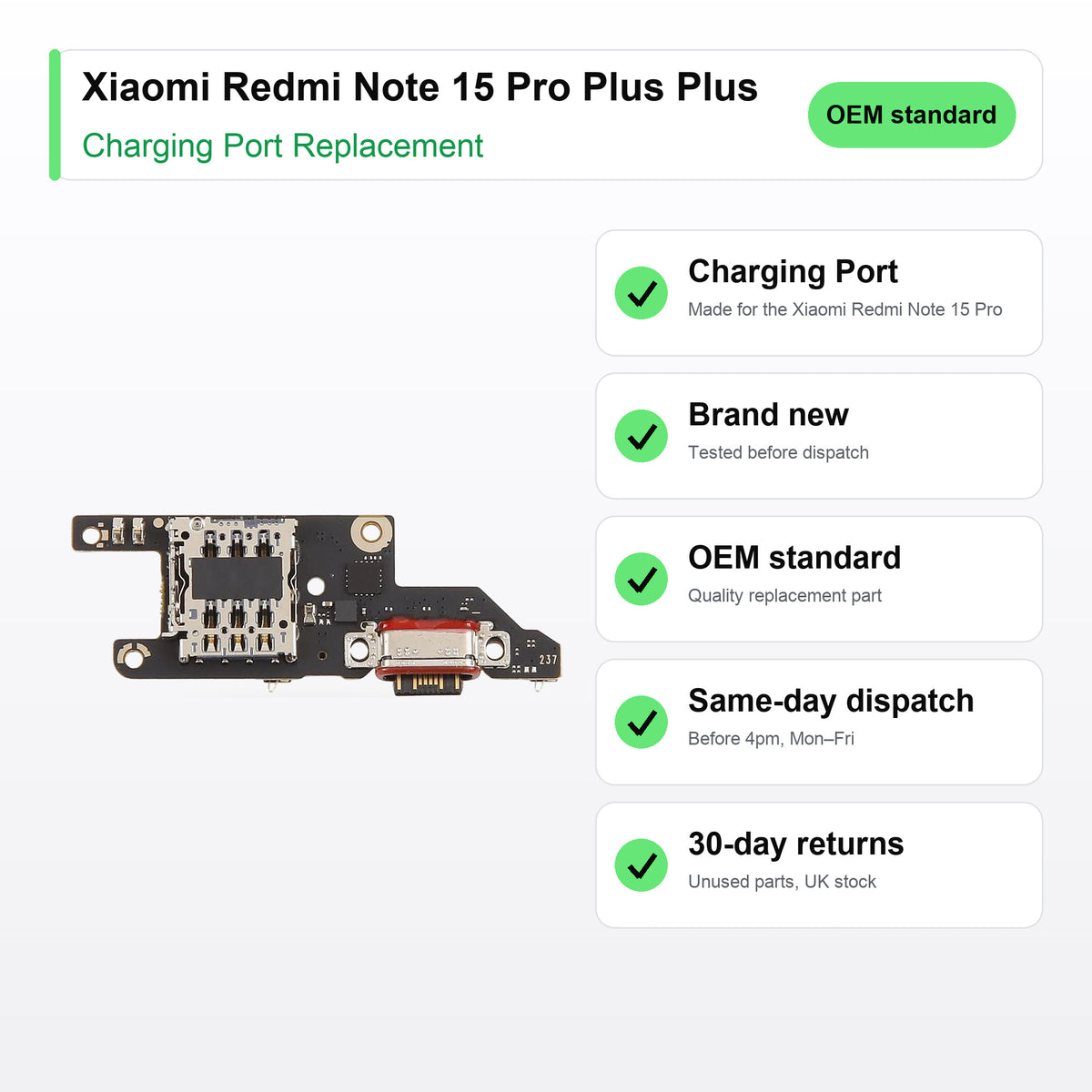 Xiaomi Redmi Note 15 Pro Plus Plus Charging Port Flex Replacement key facts