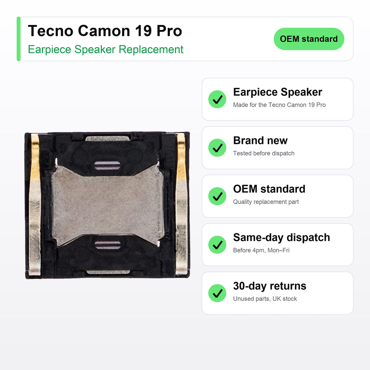 Tecno Camon 19 Pro Earpiece Speaker Replacement key facts