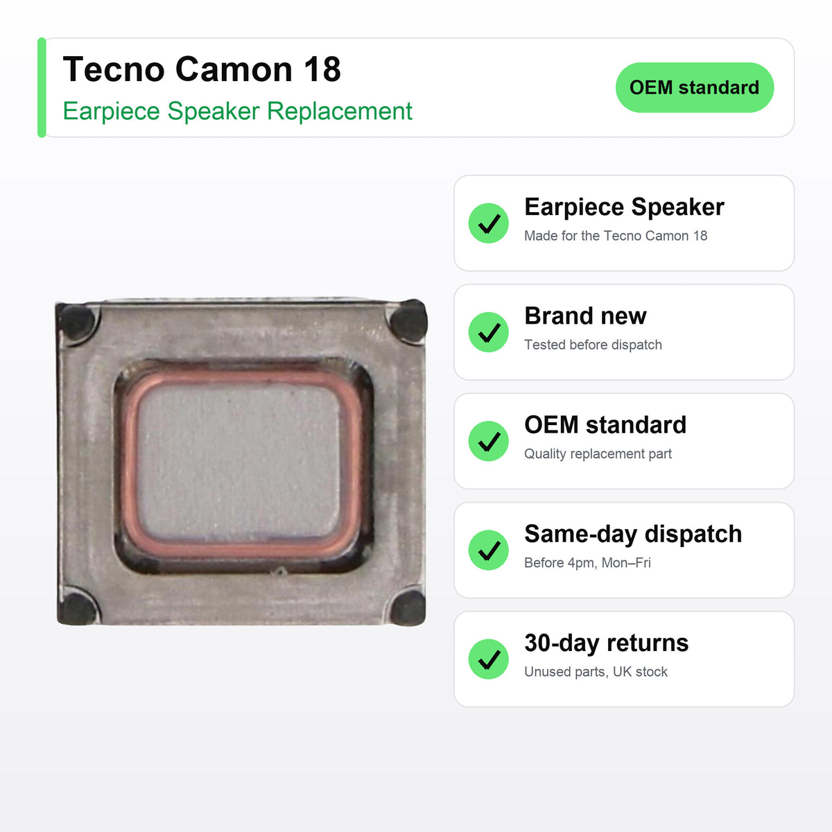 Tecno Camon 18 Earpiece Speaker Replacement key facts