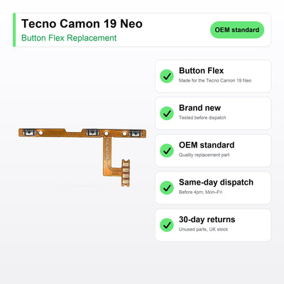 Tecno Camon 19 Neo Power and Volume Button Flex Cable Replacement key facts