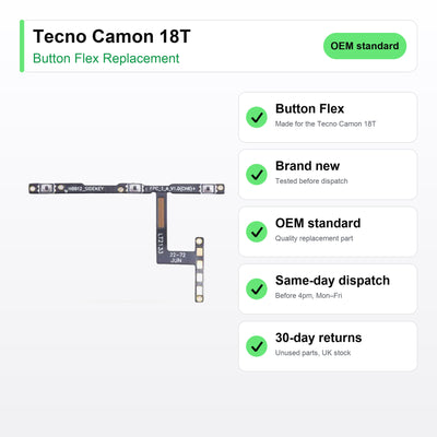 Tecno Camon 18T Power and Volume Button Flex Cable Replacement key facts