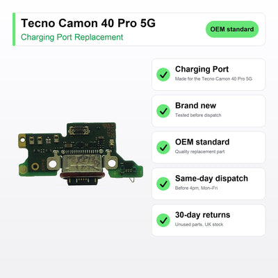 Tecno Camon 40 Pro 5G Charging Port Flex Replacement key facts