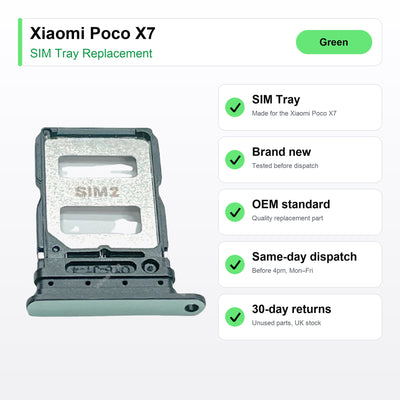 Xiaomi Poco X7 SIM Card Tray Holder Replacement (Green) key facts