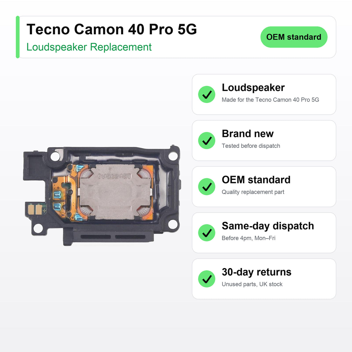 Tecno Camon 40 Pro 5G Loudspeaker Ringer Buzzer Replacement key facts