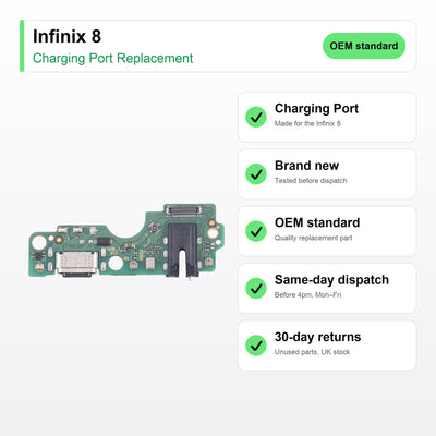 Infinix 8 charging port key facts: brand new, tested, same-day UK dispatch