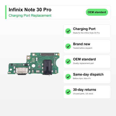 Infinix Note 30 Pro charging port key facts: brand new, tested, same-day UK dispatch