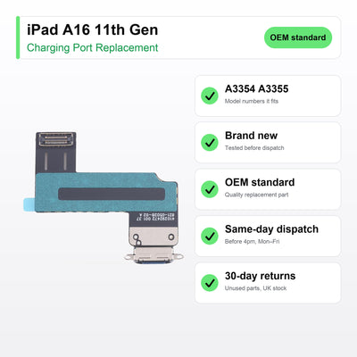 iPad A16 11th Gen charging port key facts: brand new, tested, same-day UK dispatch