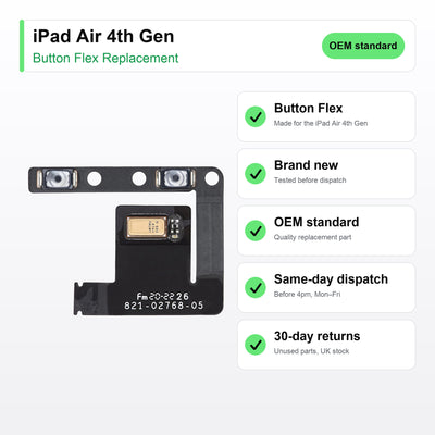 iPad Air 4th Gen button flex key facts: brand new, tested, same-day UK dispatch