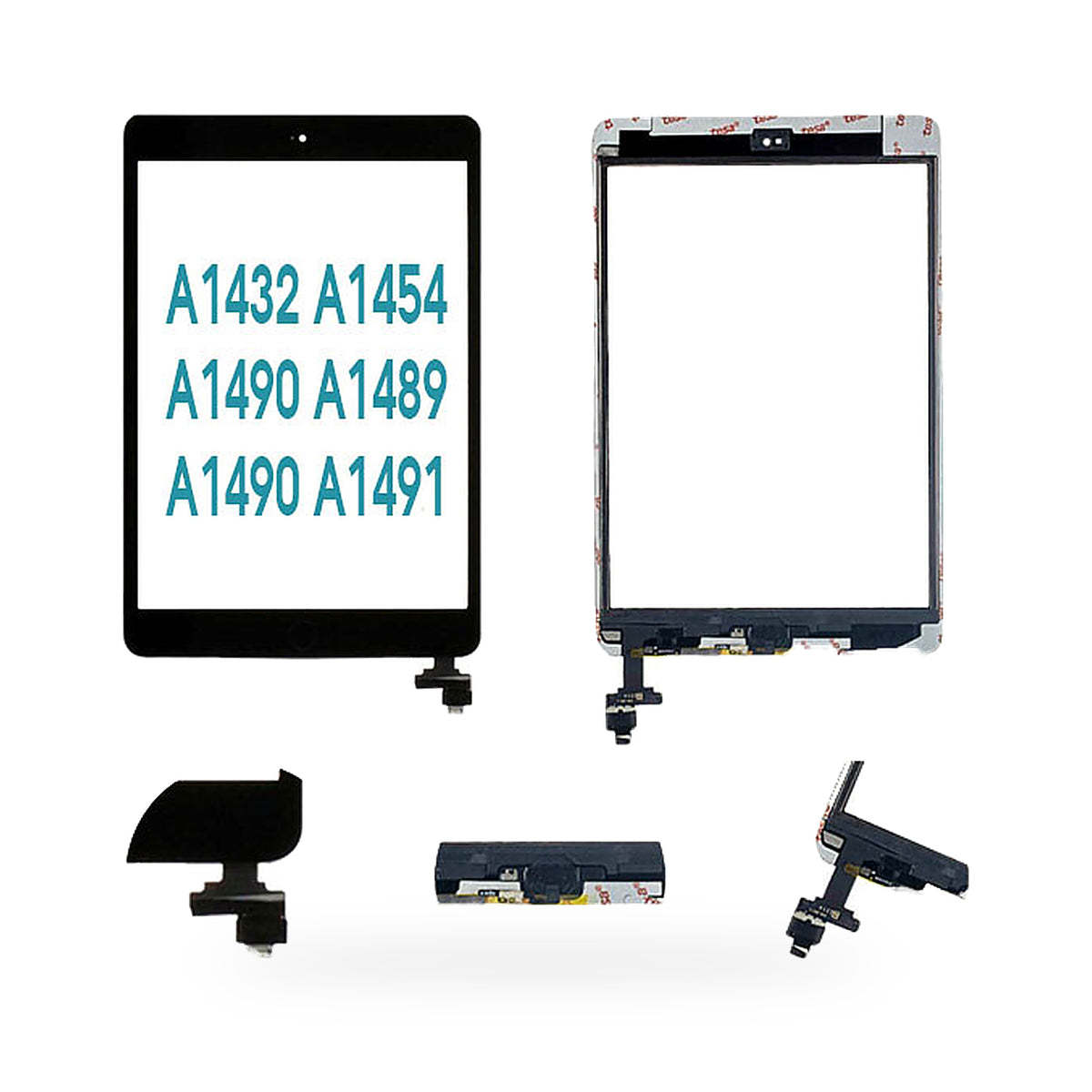 iPad Mini 1 / 2 Plus IC Home Button Fingerprint Flex Replacement (Black) - new OEM standard button flex on white background