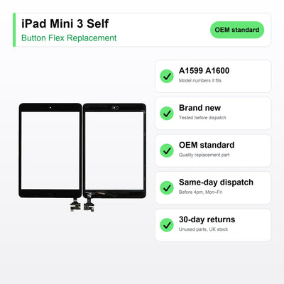 iPad Mini 3 Self button flex key facts: brand new, tested, same-day UK dispatch