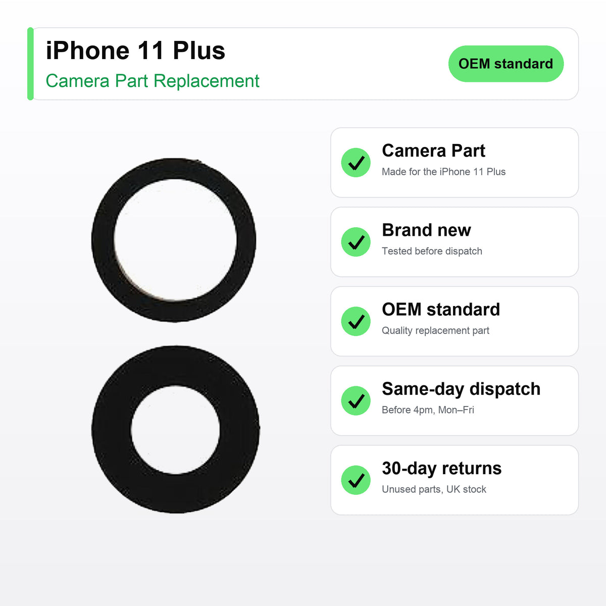 iPhone 11 Plus camera lens key facts: brand new, tested, same-day UK dispatch