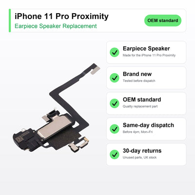 iPhone 11 Pro Proximity earpiece speaker key facts: brand new, tested, same-day UK dispatch