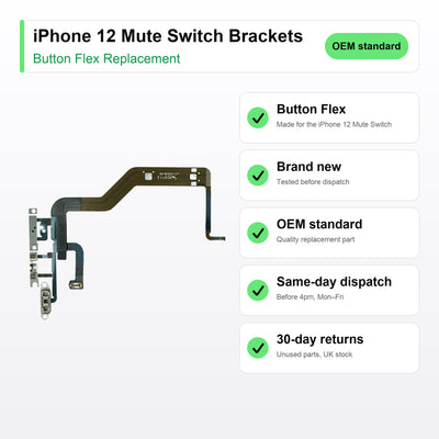 iPhone 12 Mute Switch Brackets button flex key facts: brand new, tested, same-day UK dispatch