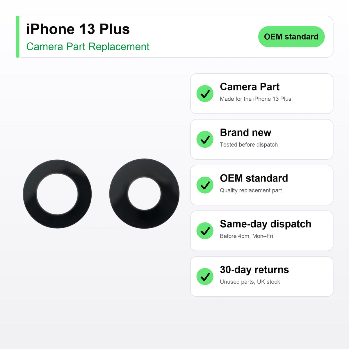 iPhone 13 Plus camera lens key facts: brand new, tested, same-day UK dispatch