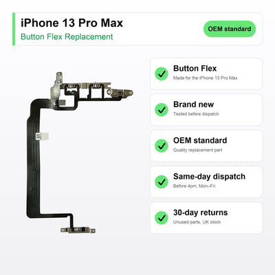 iPhone 13 Pro Max button flex key facts: brand new, tested, same-day UK dispatch