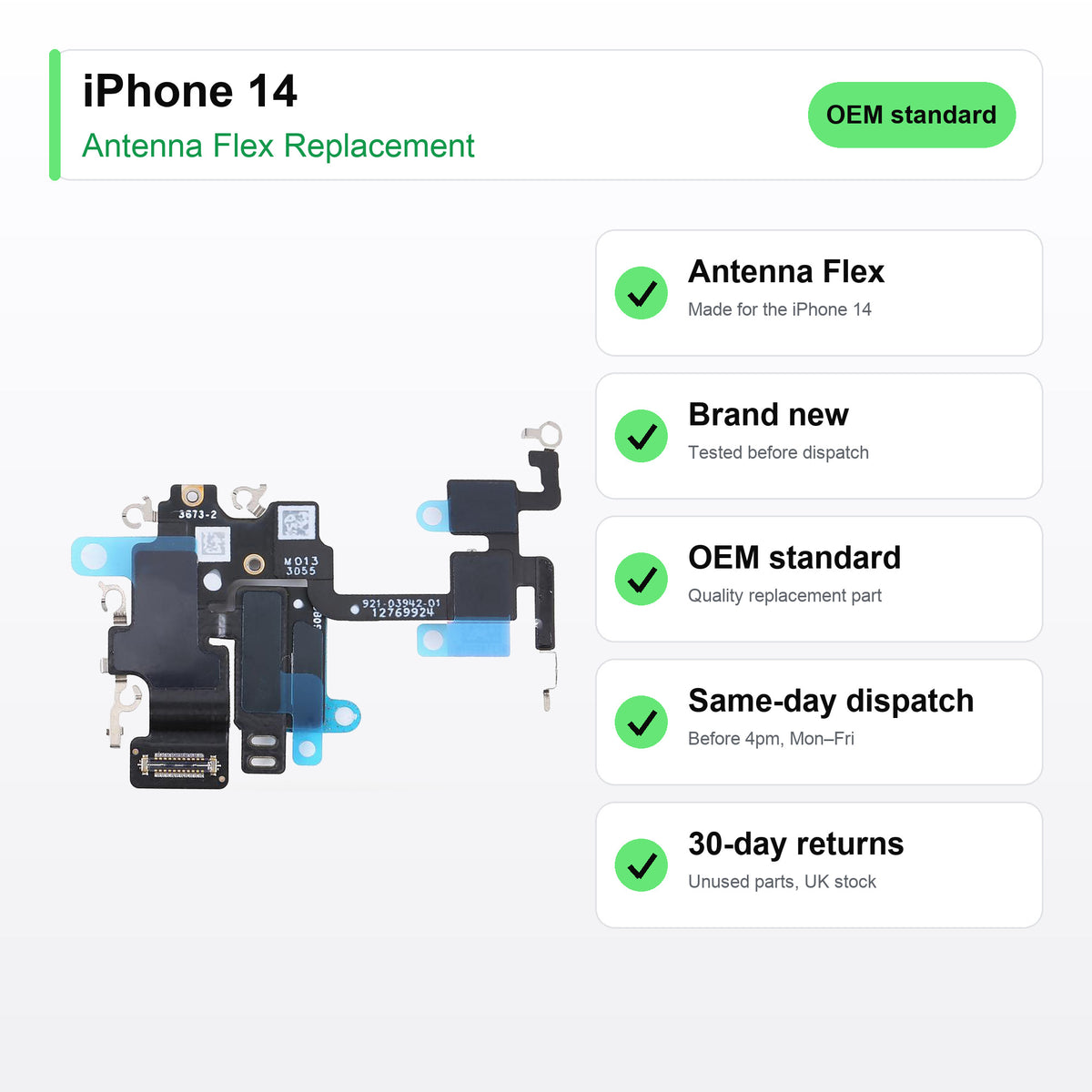 iPhone 14 antenna flex key facts: brand new, tested, same-day UK dispatch