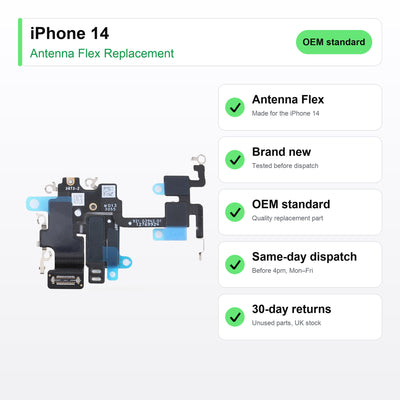 iPhone 14 antenna flex key facts: brand new, tested, same-day UK dispatch