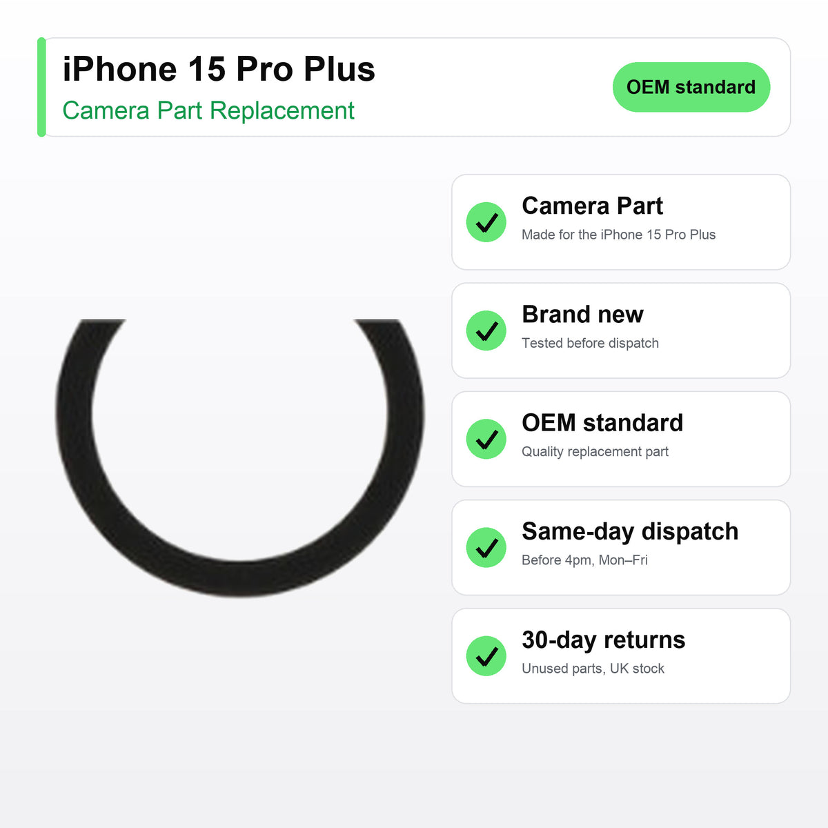 iPhone 15 Pro Plus camera lens key facts: brand new, tested, same-day UK dispatch