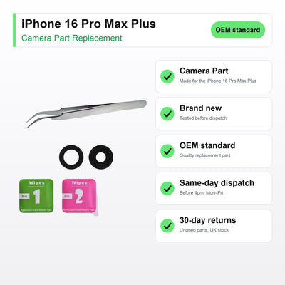 iPhone 16 Pro Max Plus camera lens key facts: brand new, tested, same-day UK dispatch