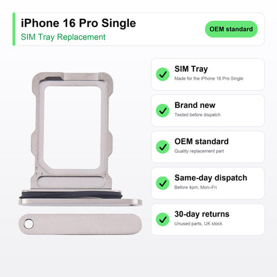 iPhone 16 Pro Single SIM tray key facts: brand new, tested, same-day UK dispatch