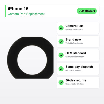 iPhone 16 camera lens key facts: brand new, tested, same-day UK dispatch